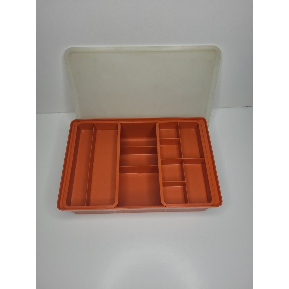 Vintage Tupperware Tuppercraft Craft Tackle Box Organizer 1421-4 Orange